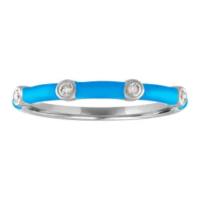 My Story "The Ava" Powder Blue Enamel and Diamond Ring