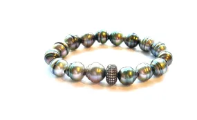 Nathan & Moe Tahitian Pearl Bracelet with Diamond Pave Bead