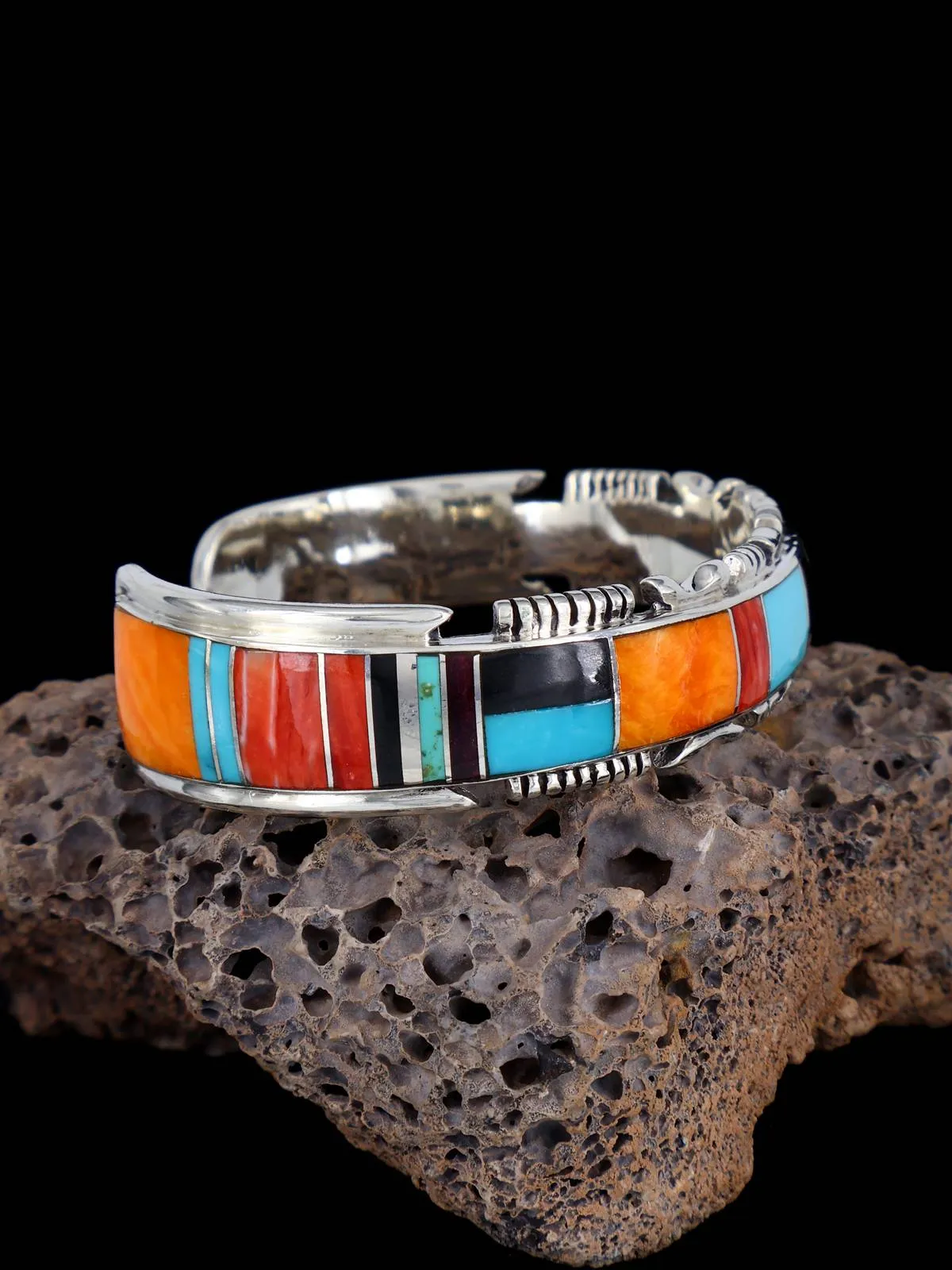 Native American Spiny Oyster and Turquoise Inlay Bracelet