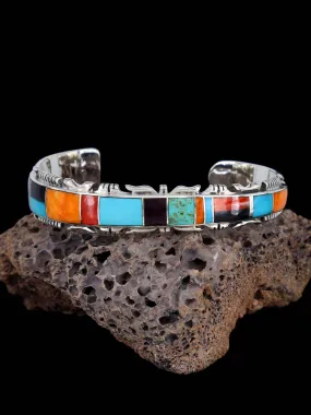 Native American Spiny Oyster and Turquoise Inlay Bracelet