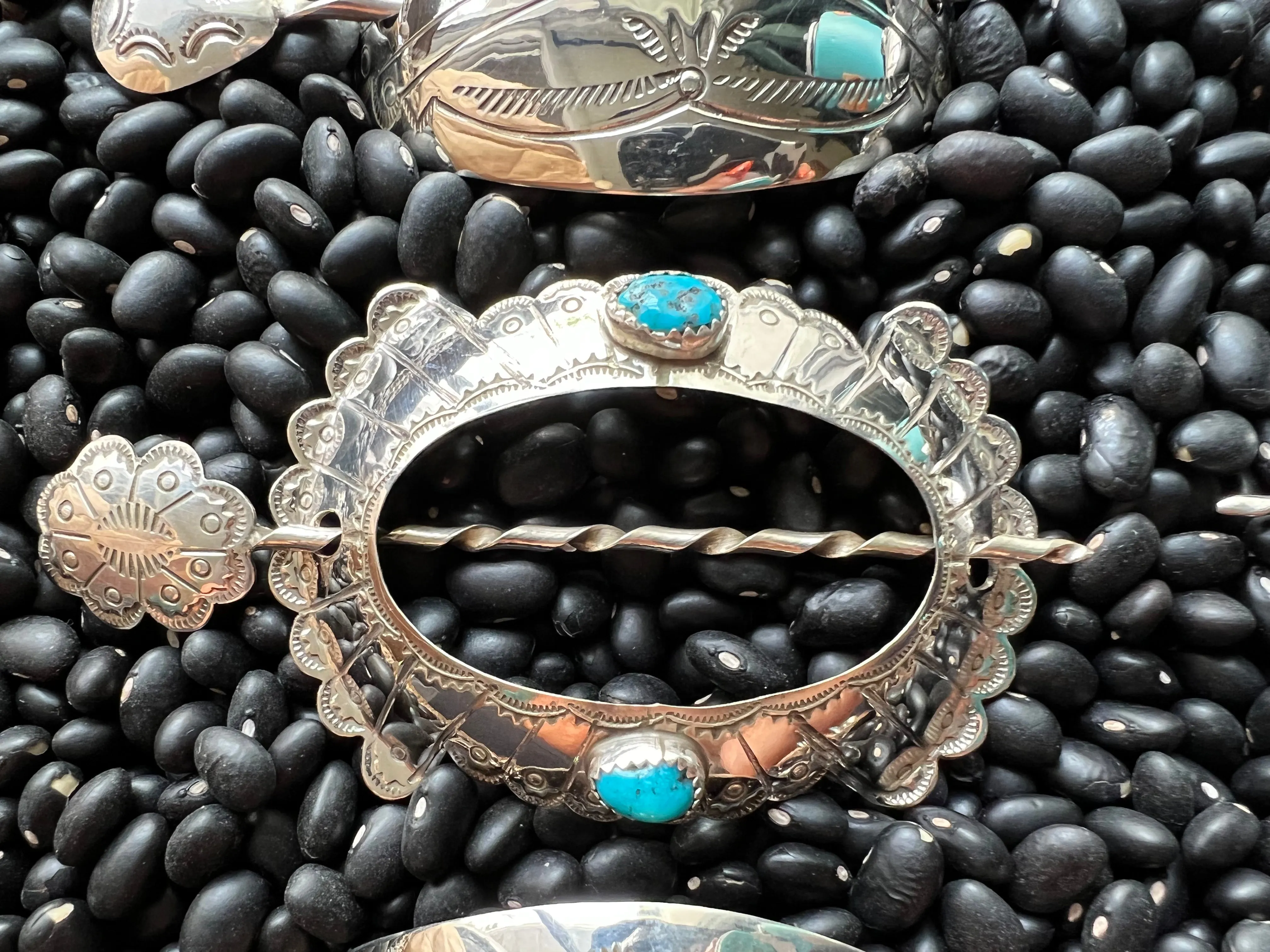 Native American sterling hair accessory
