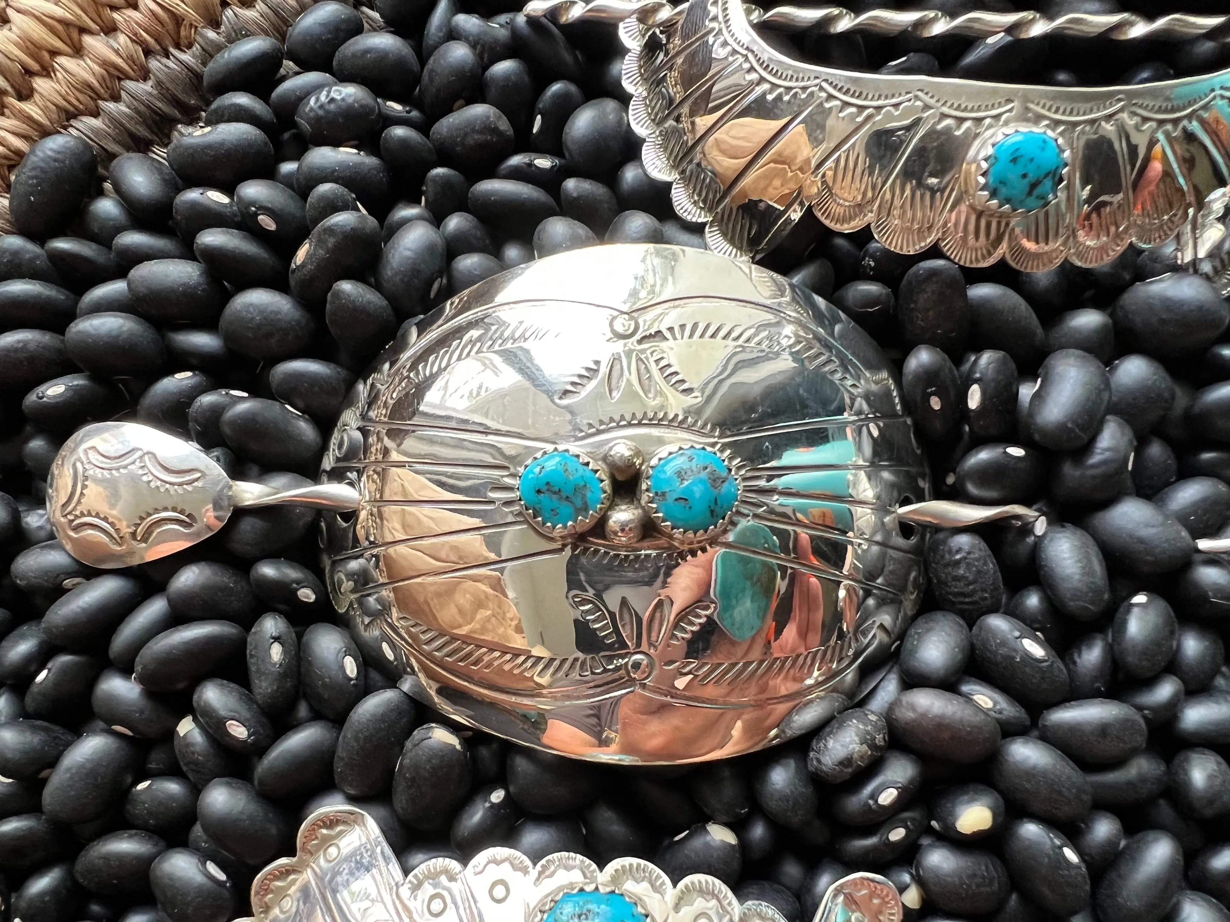 Native American sterling hair accessory