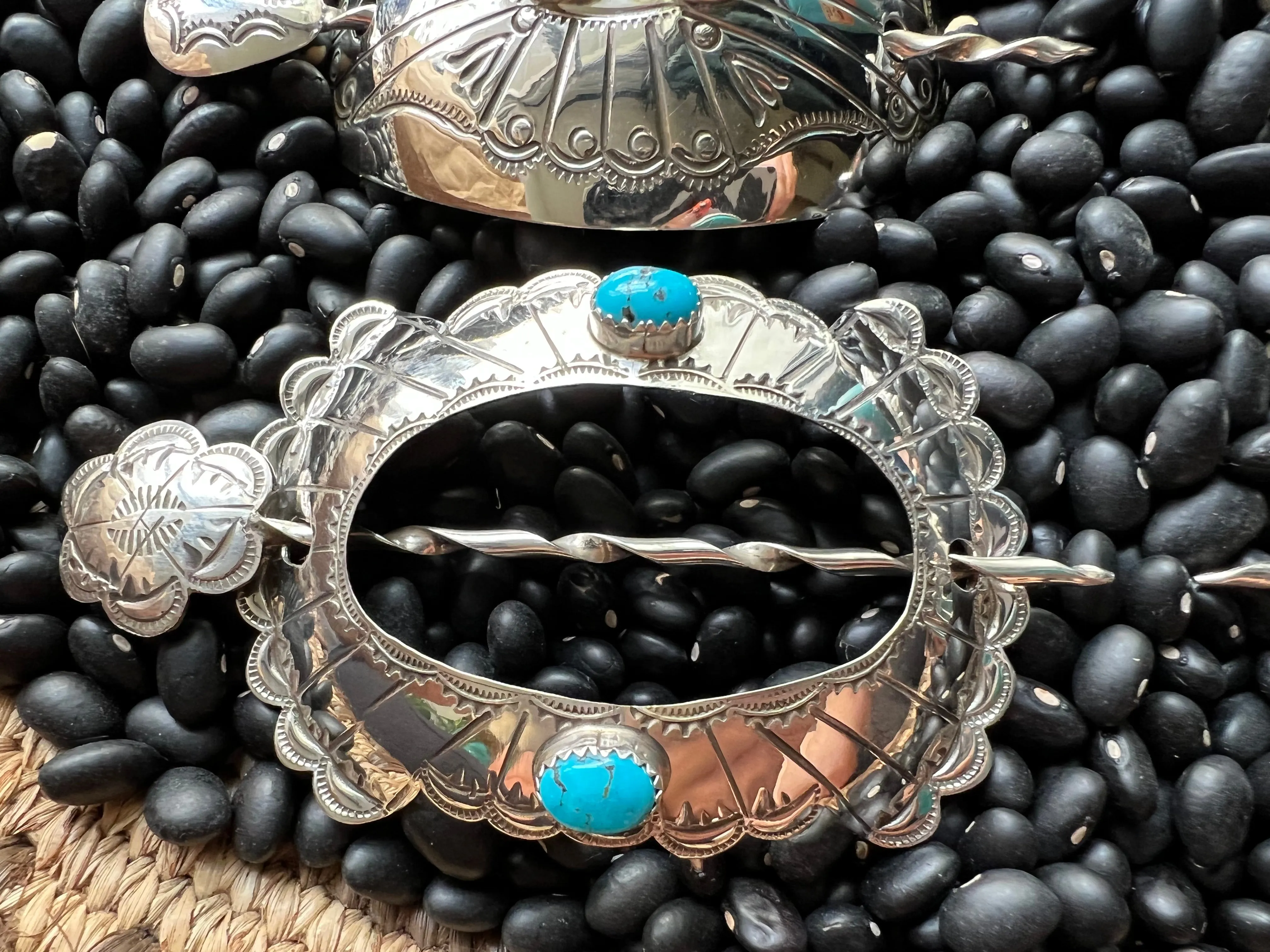 Native American sterling hair accessory