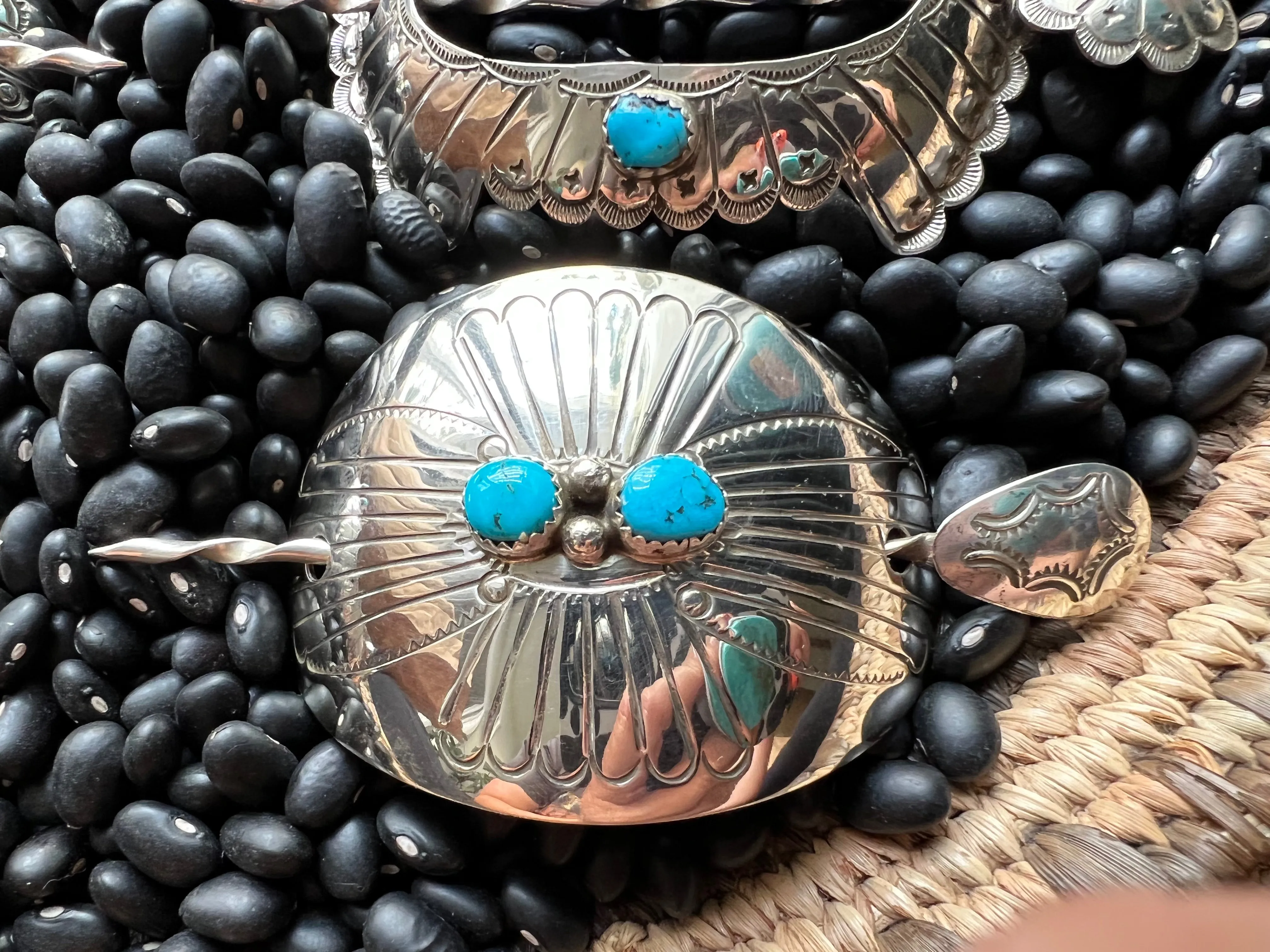 Native American sterling hair accessory
