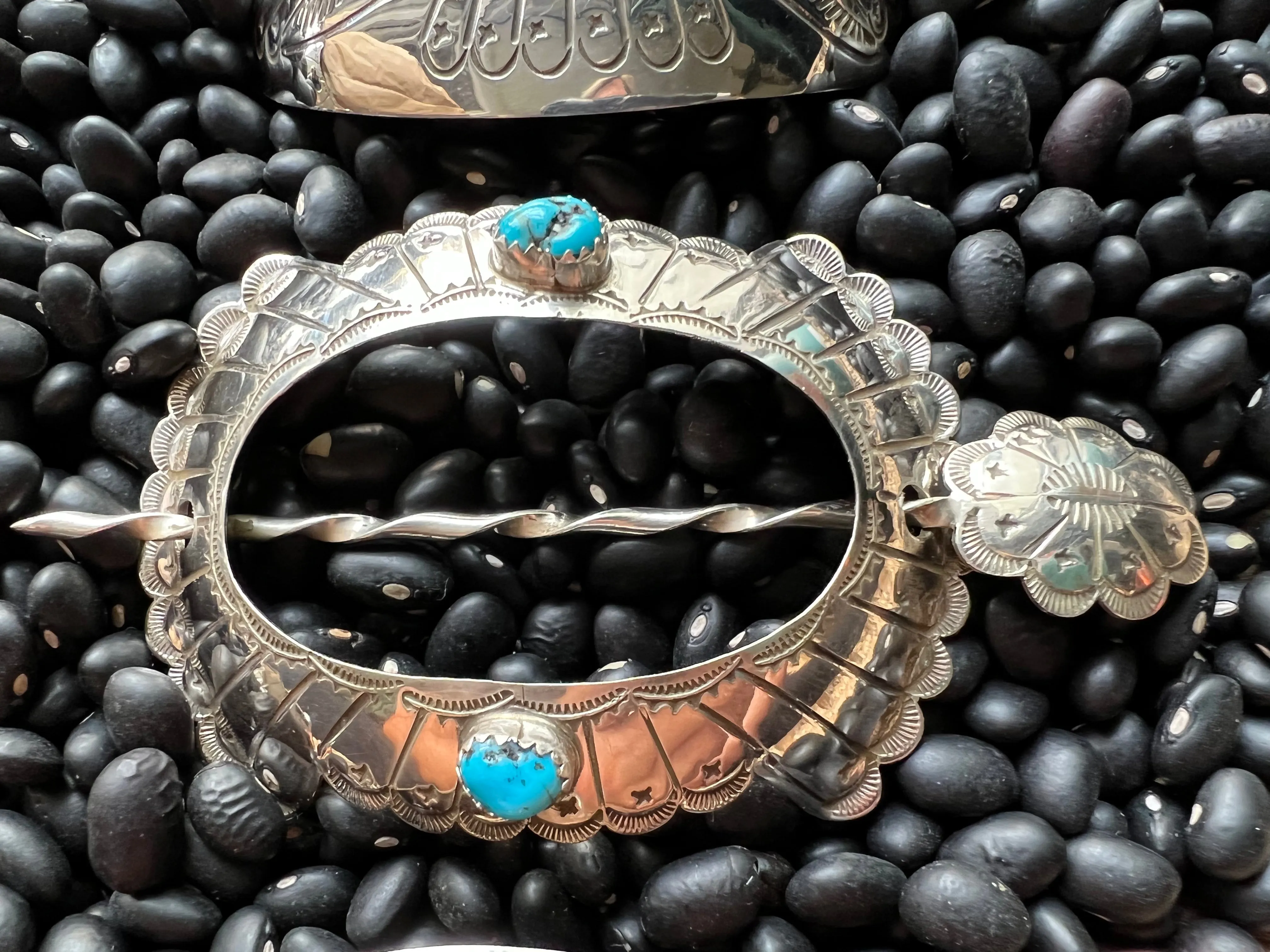 Native American sterling hair accessory
