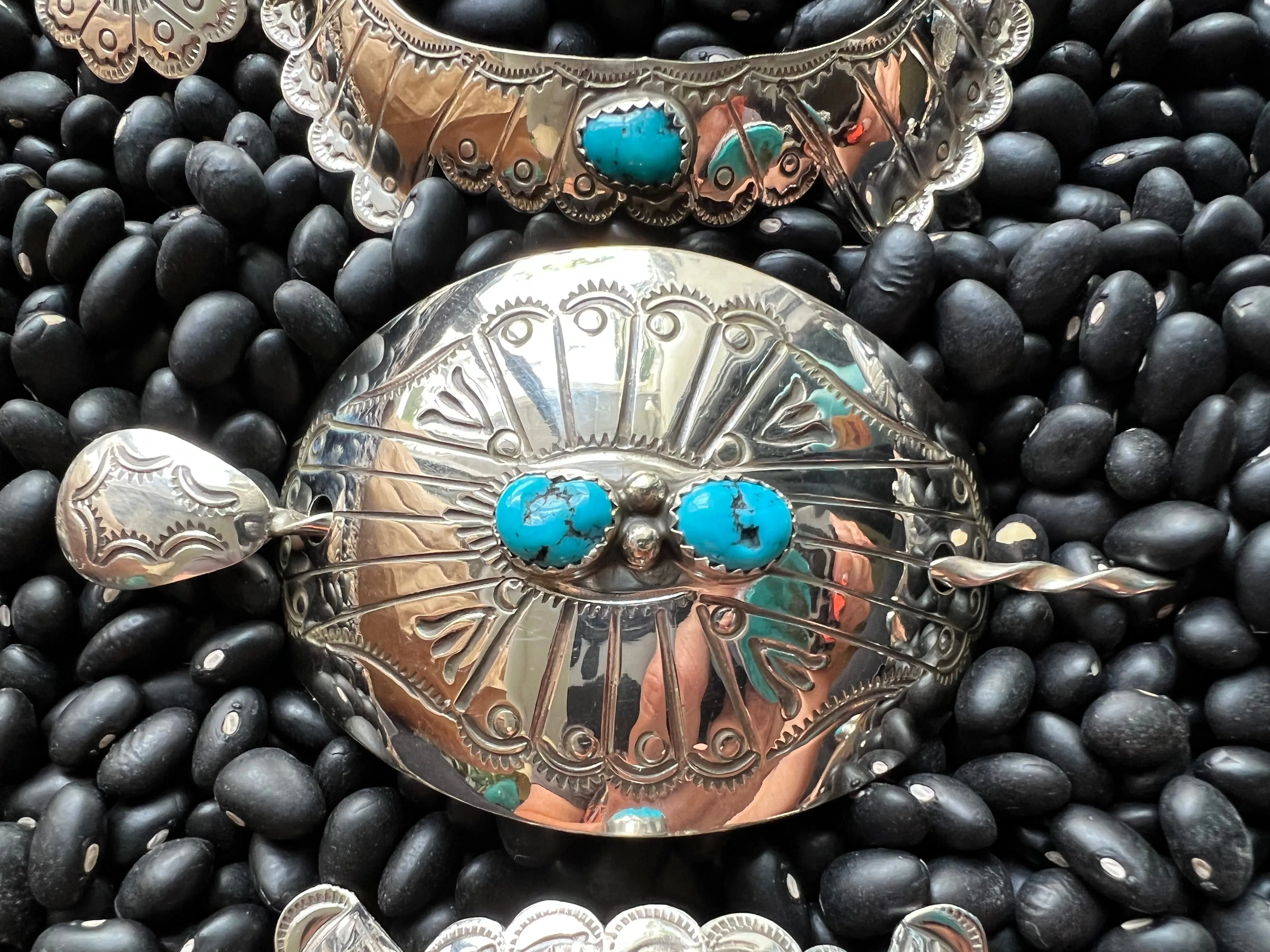 Native American sterling hair accessory