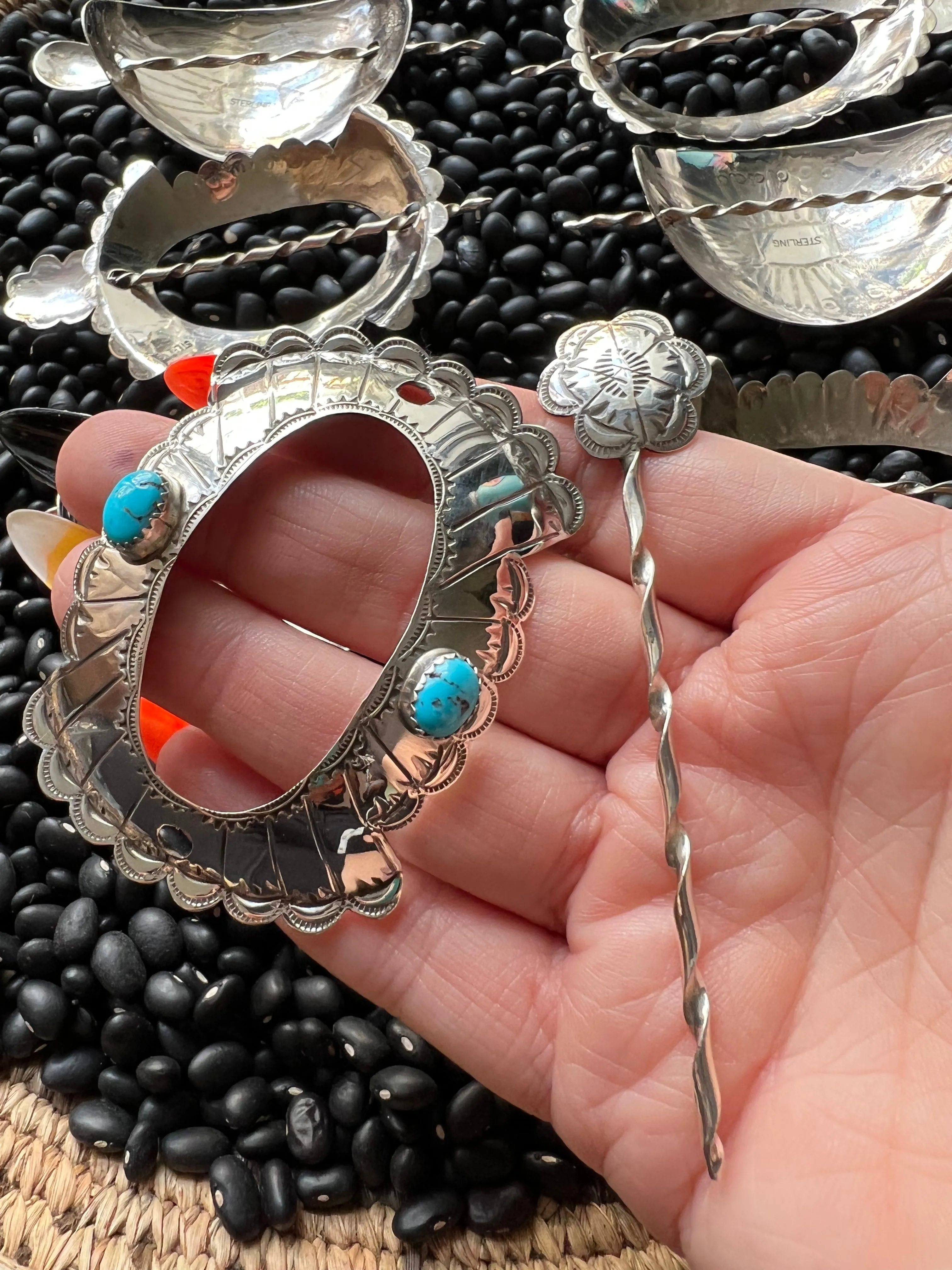 Native American sterling hair accessory