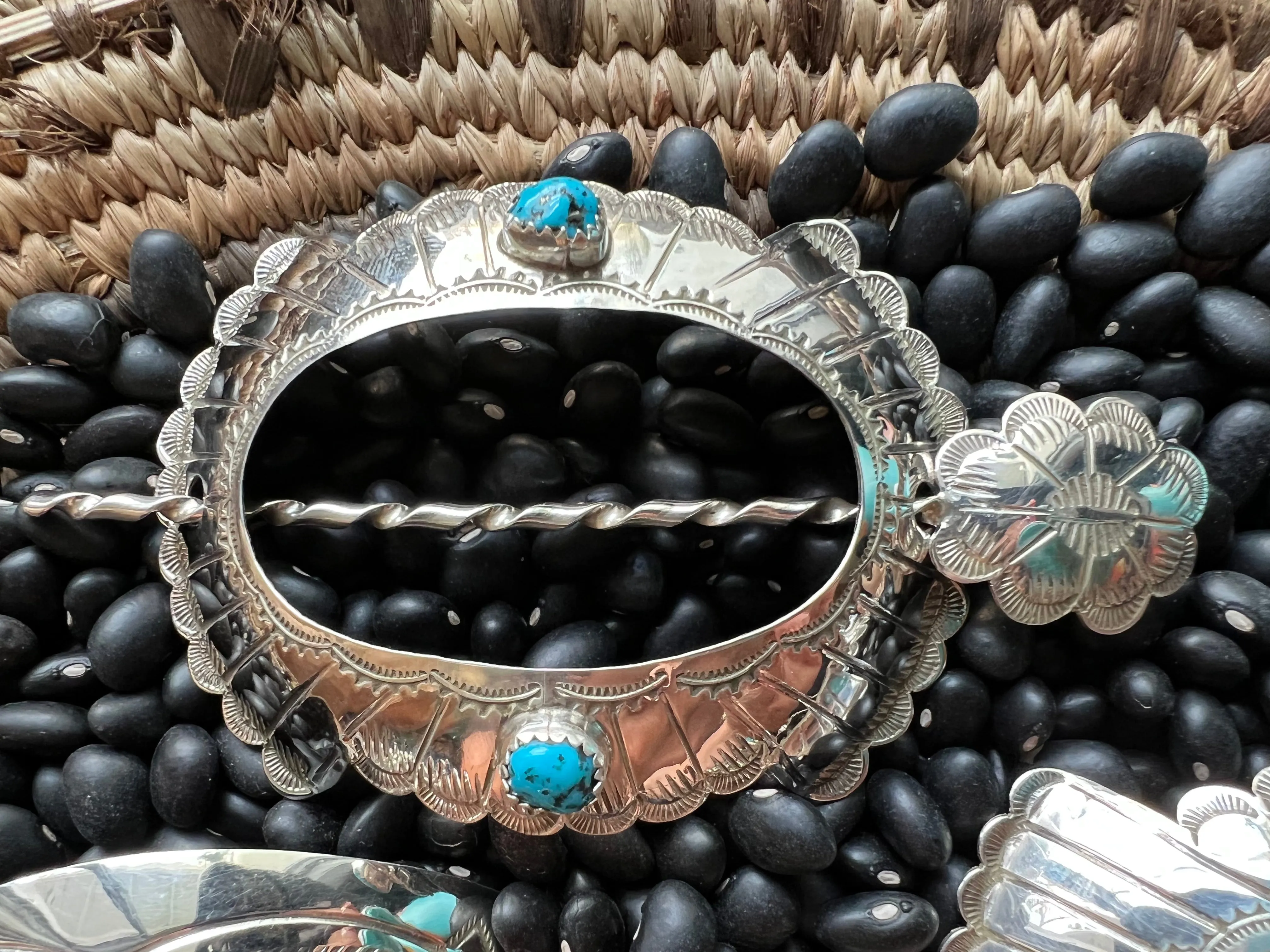 Native American sterling hair accessory