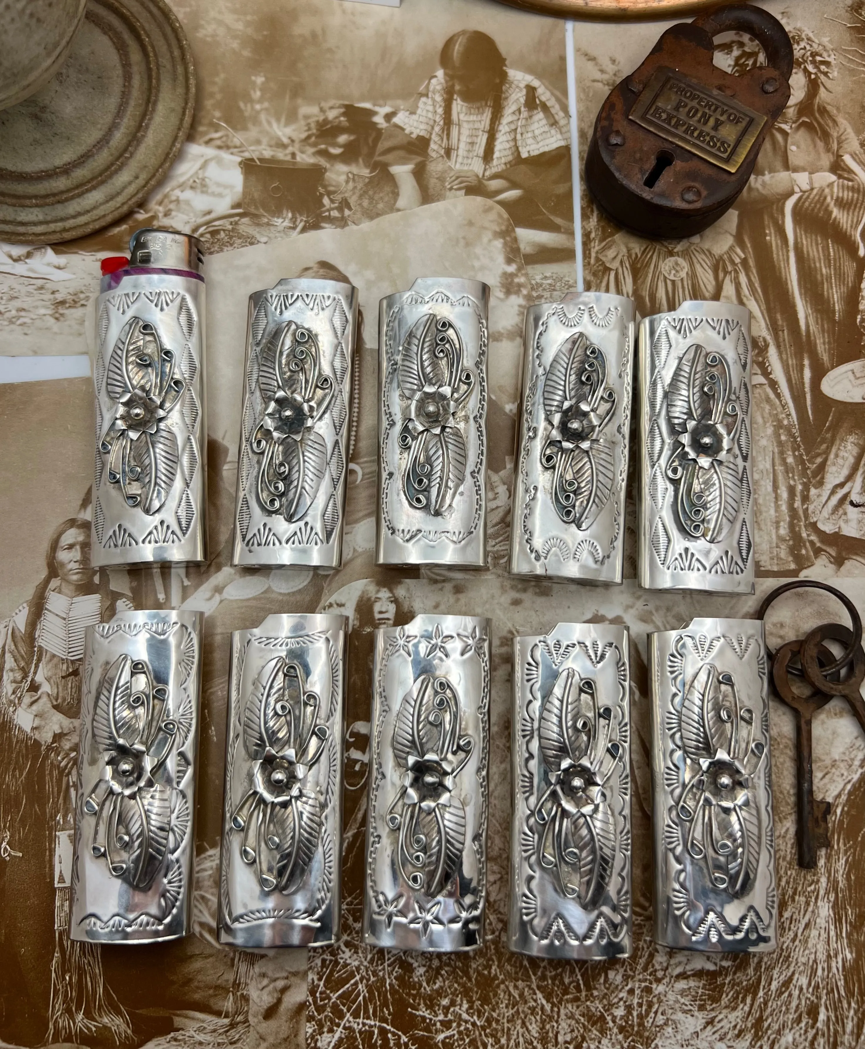 Native American Sterling Silver Lighter Case