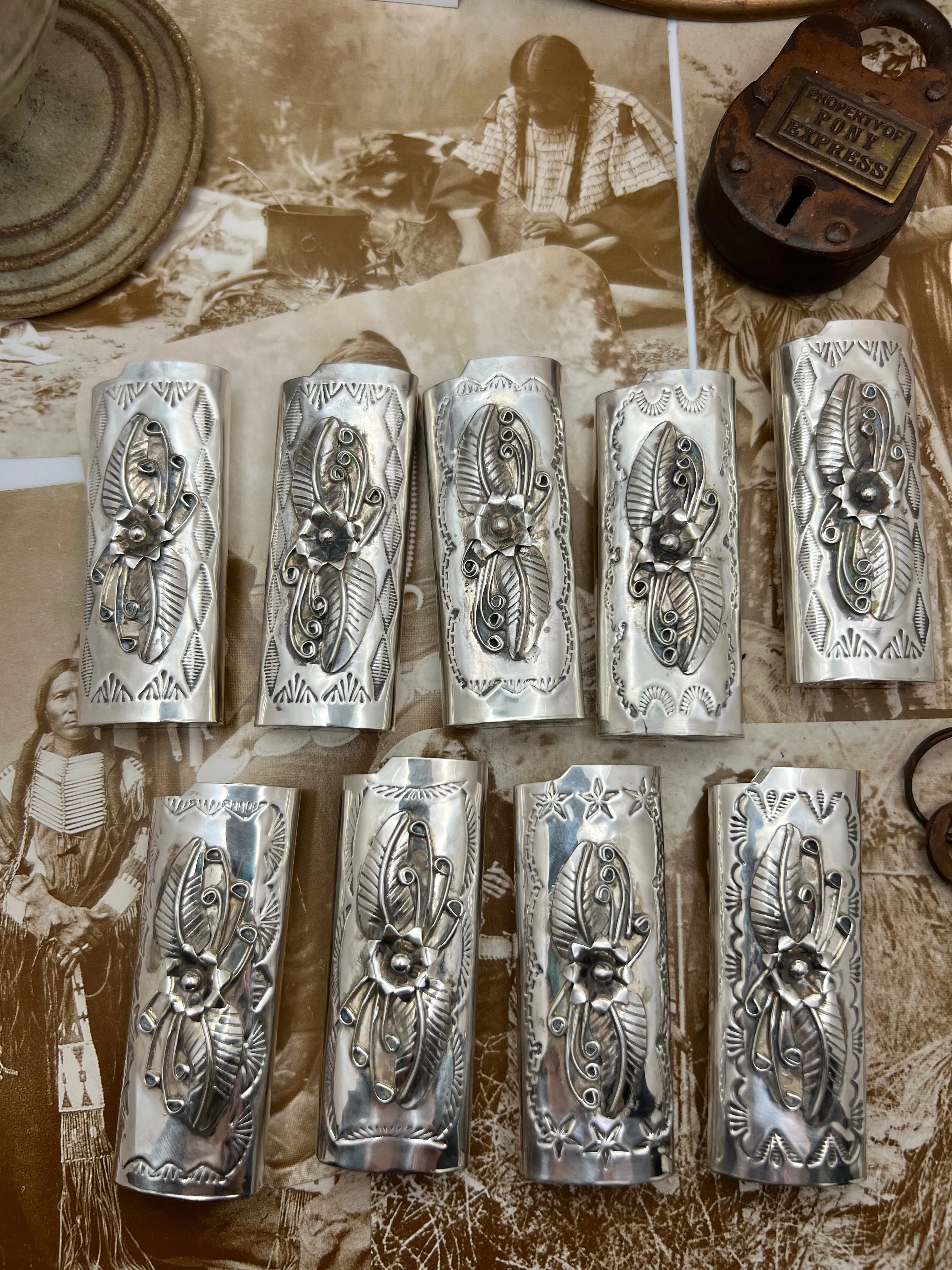 Native American Sterling Silver Lighter Case