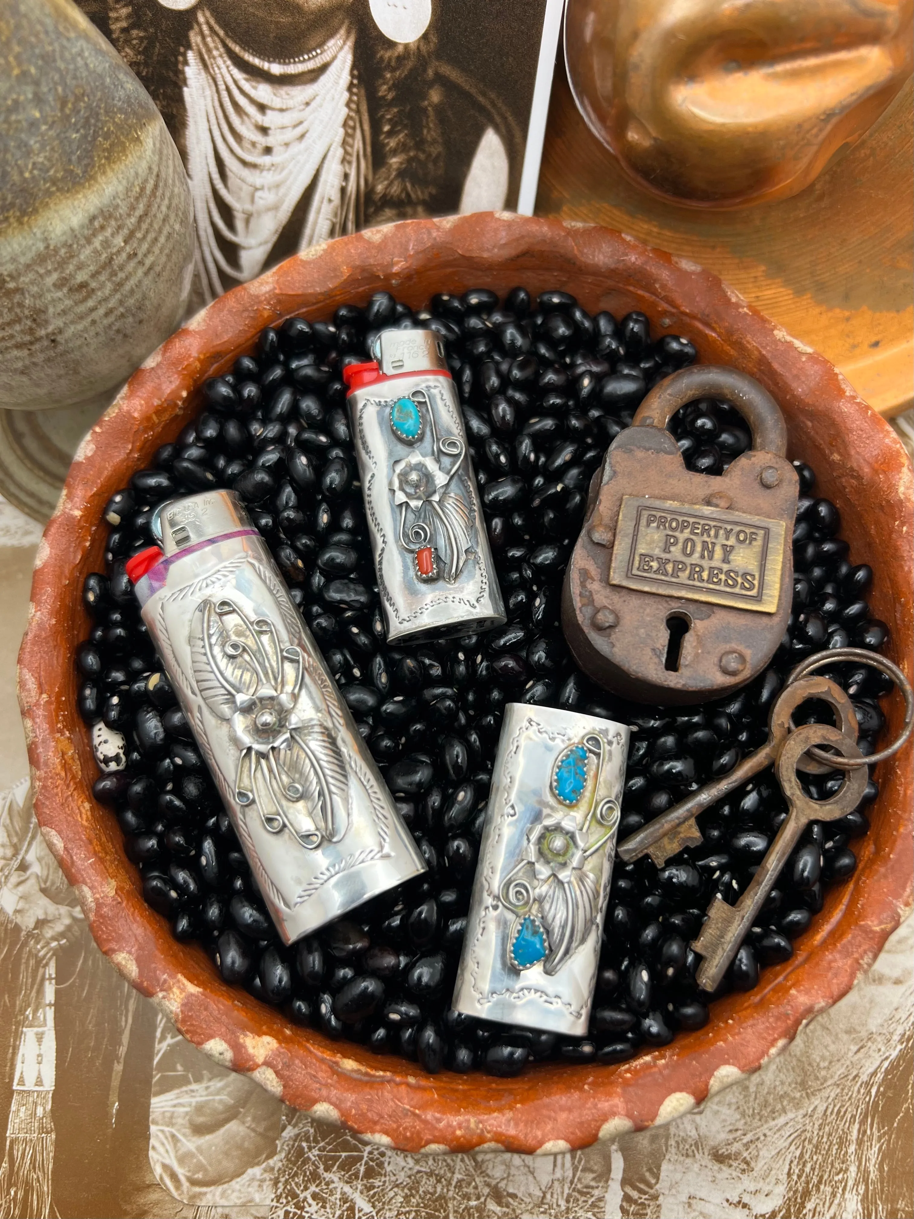 Native American Sterling Silver Lighter Case