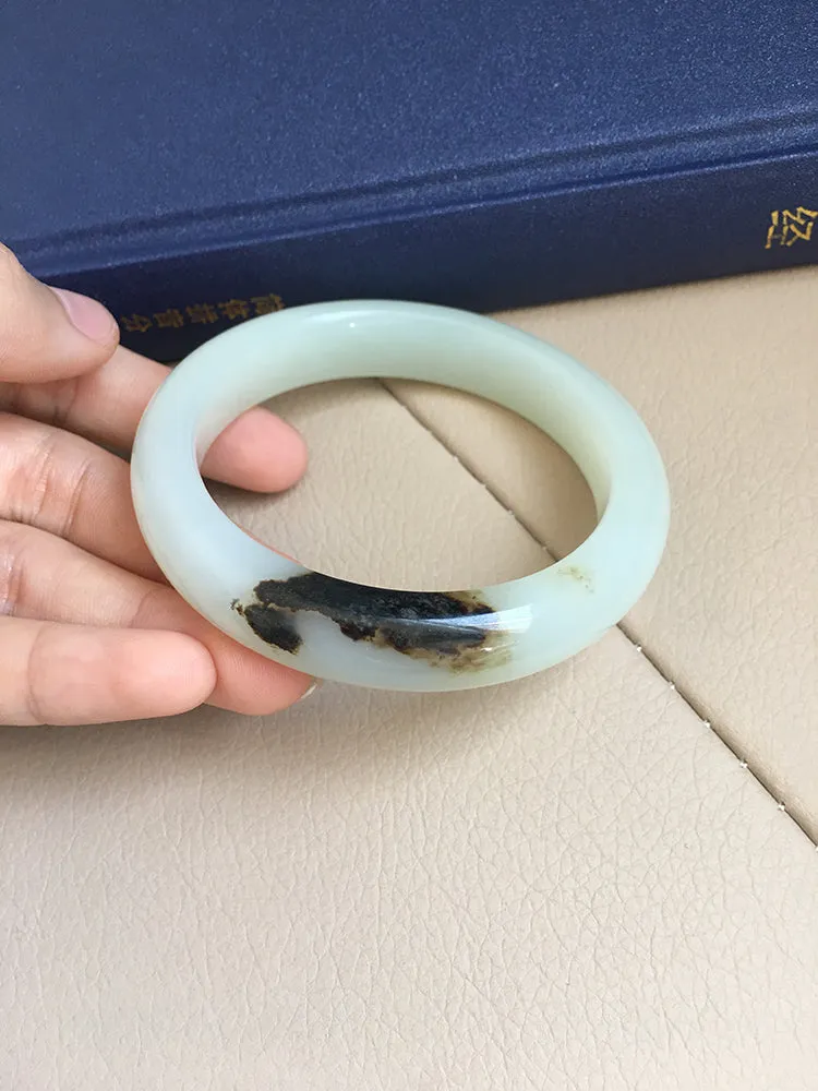 Natural Jade Bangle Nephrite Bangle Internal Diameter 58.1mm NBE004