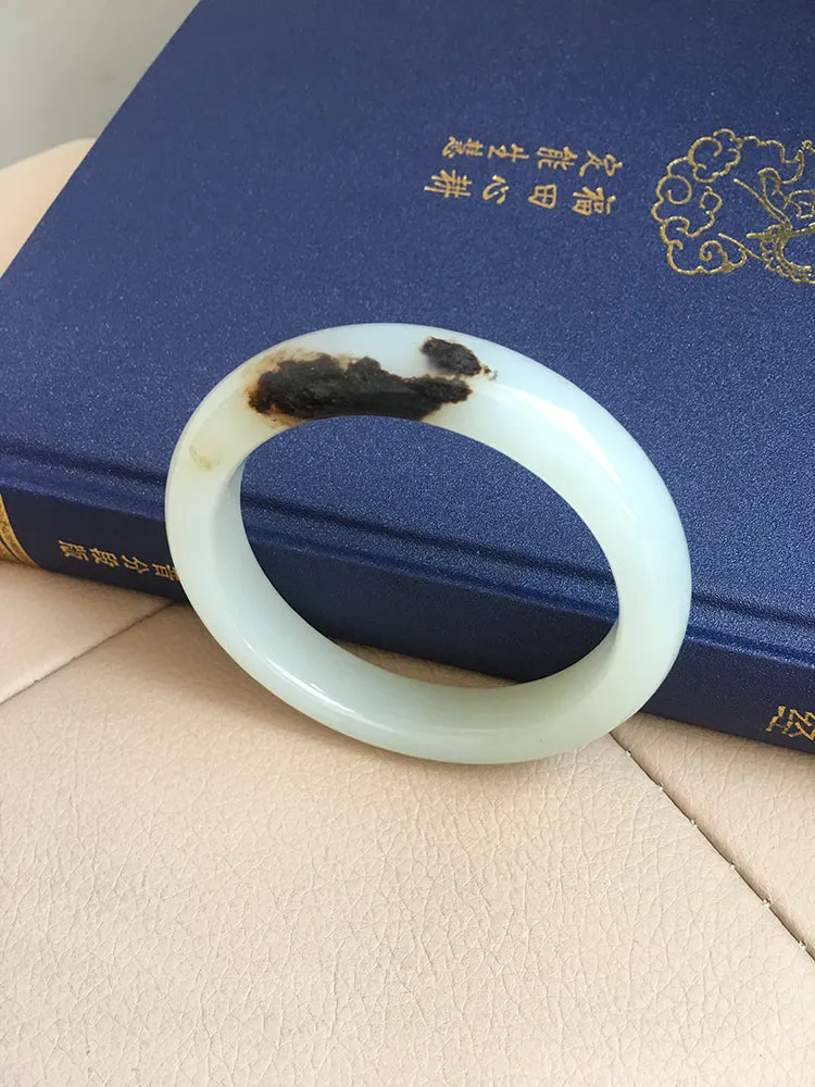 Natural Jade Bangle Nephrite Bangle Internal Diameter 58.1mm NBE004