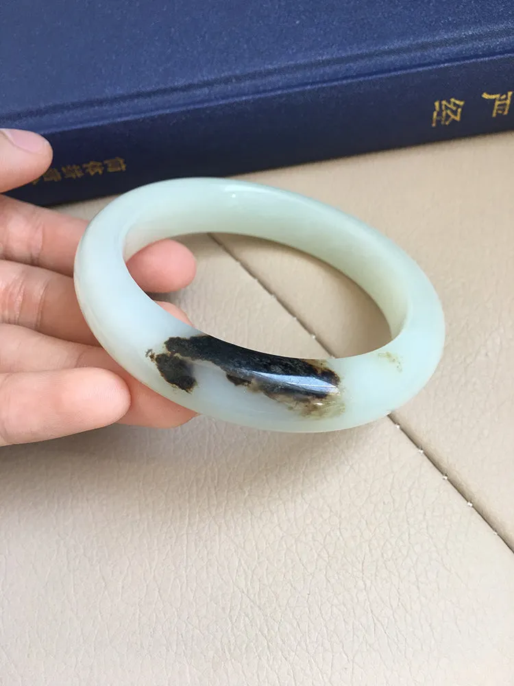 Natural Jade Bangle Nephrite Bangle Internal Diameter 58.1mm NBE004