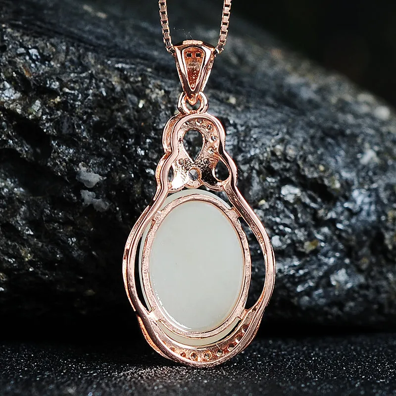 Natural Jade Pendant Nephrite Silver Pendant PT15