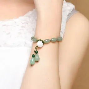 Natural Jade Stone Crystal Wrist Charm Bracelet