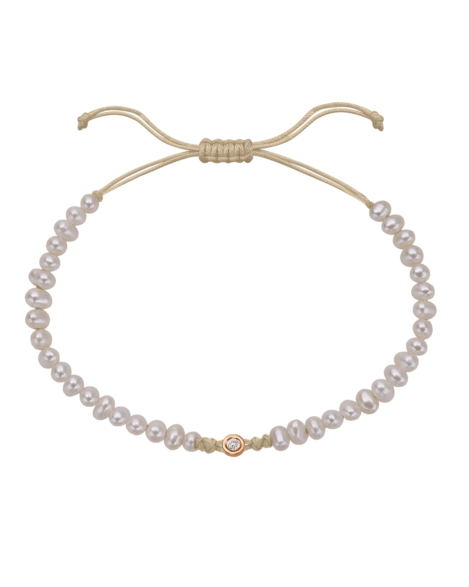 Natural Pearl String of Love Bracelet - 14K Rose Gold
