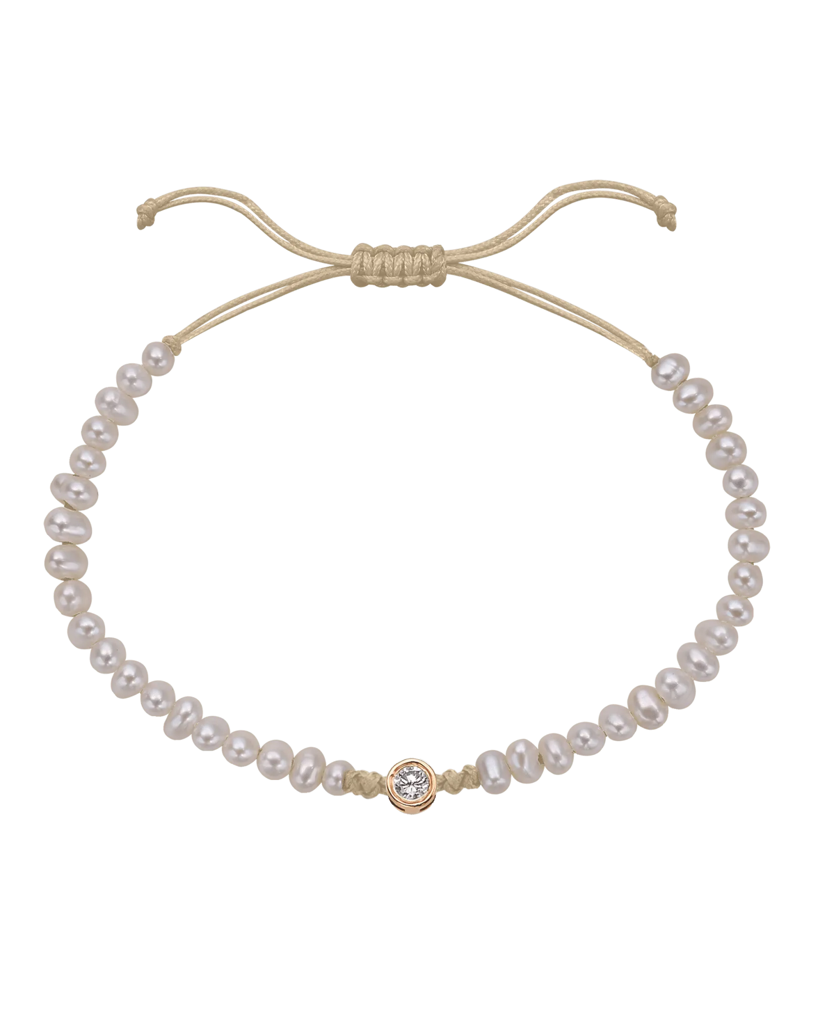 Natural Pearl String of Love Bracelet - 14K Rose Gold