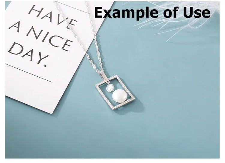 Necklace Pendant Blank Setting Rectangle Charm 1" Sterling Silver White Gold Fine 925 For One Pearl Prong DIY Jewelry Finding Wholesale 1pc