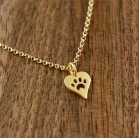 New Fashion Dog Paw Print Heart Necklace for Women Spring Style Animal Pet Puppy  Palm Paw Mark Print Necklace Party Gifts XL214