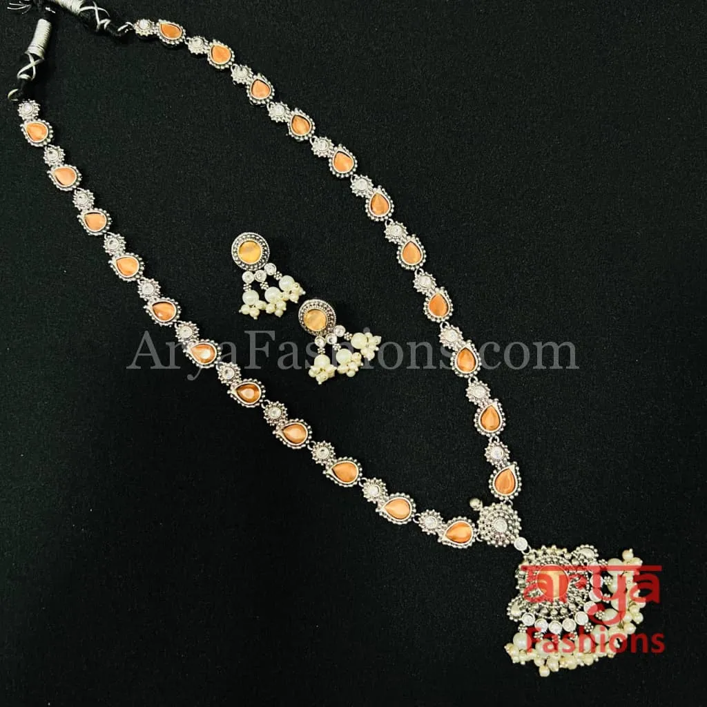 Noor Oxidized Silver Designer Necklace