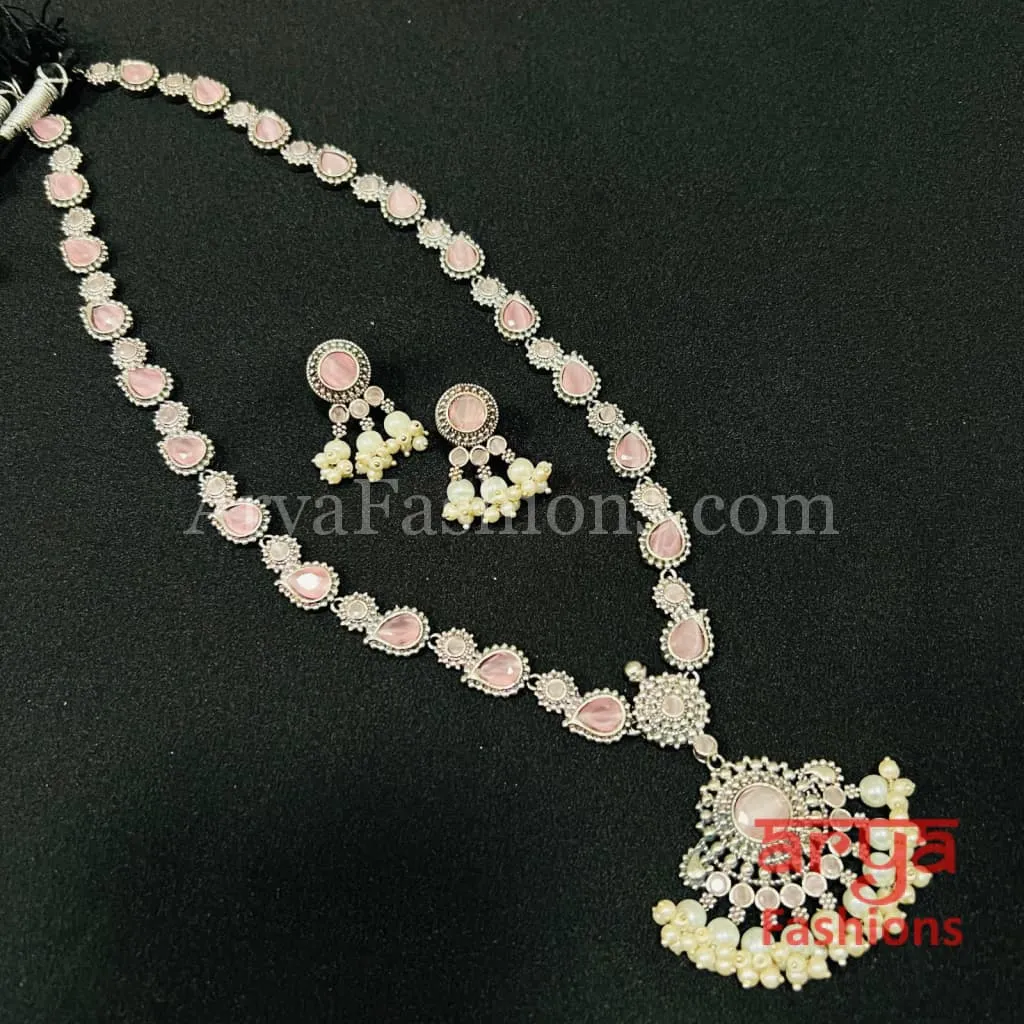 Noor Oxidized Silver Designer Necklace