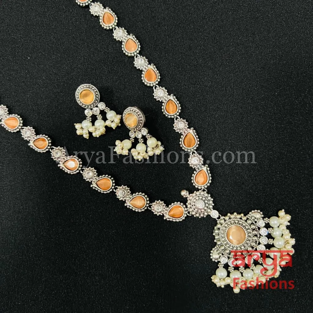 Noor Oxidized Silver Designer Necklace