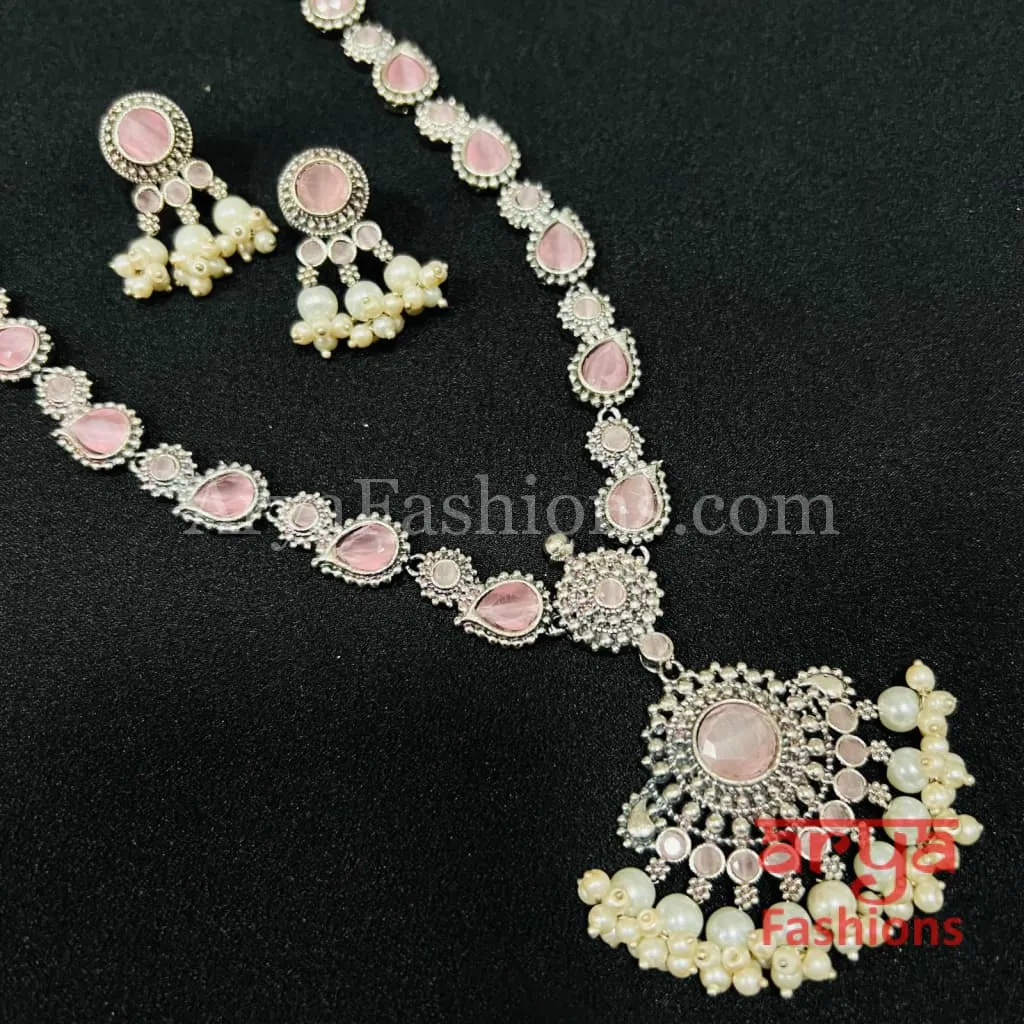 Noor Oxidized Silver Designer Necklace