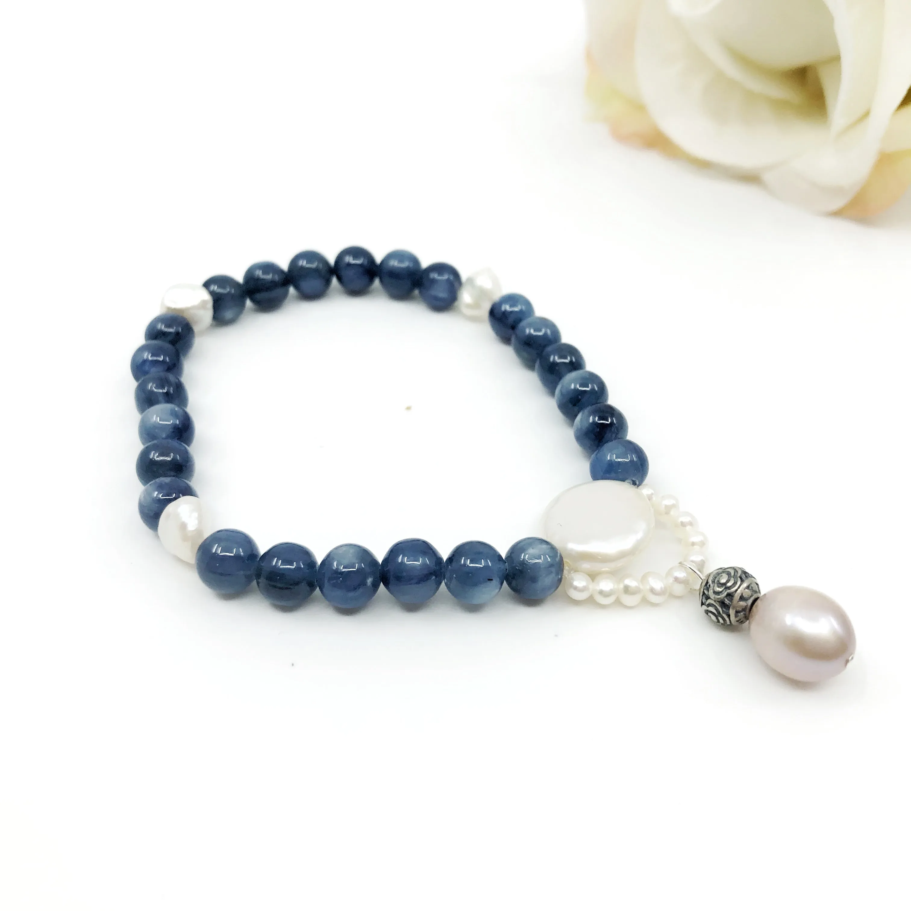 Ocean Moon Beaded Kyanite Bracelet