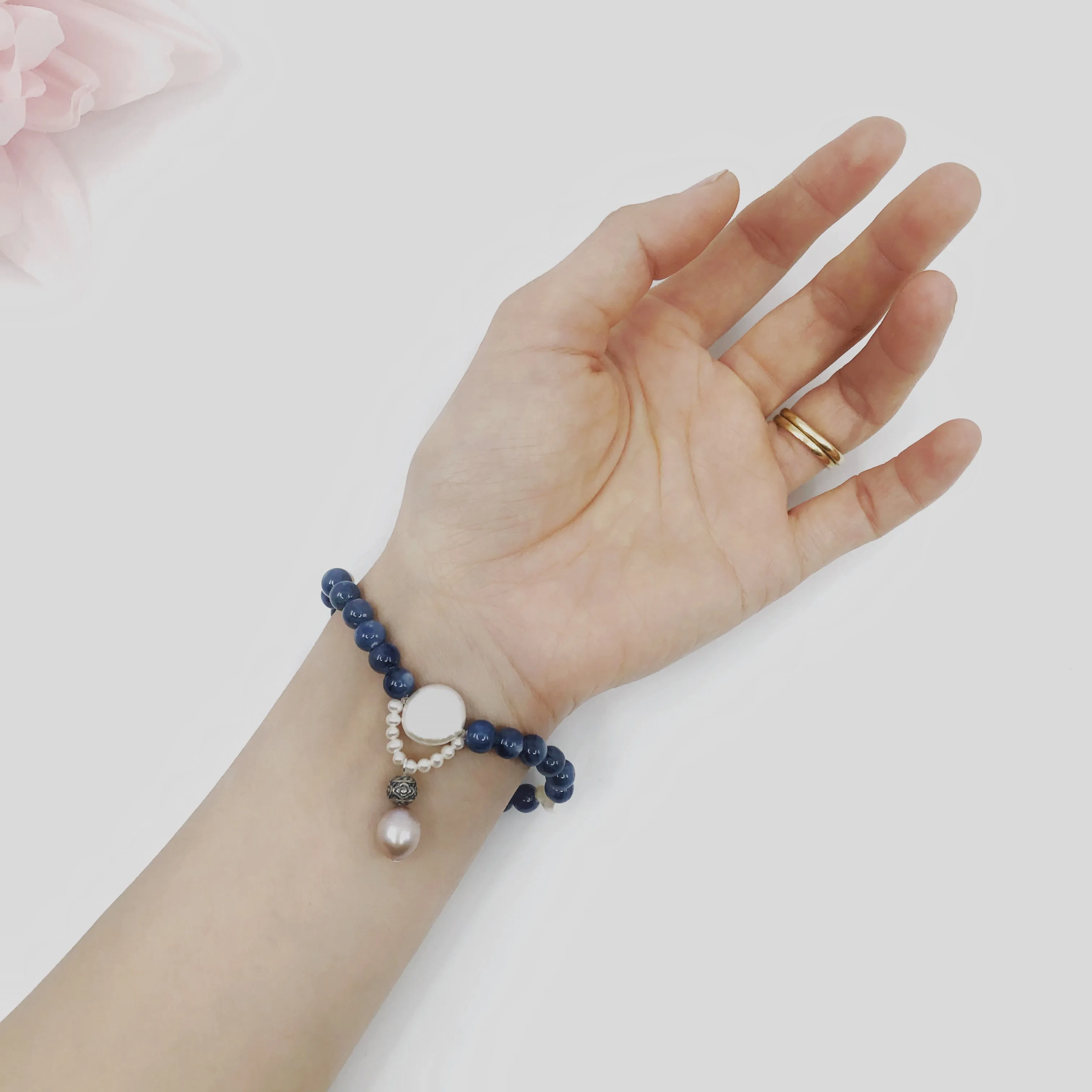 Ocean Moon Beaded Kyanite Bracelet