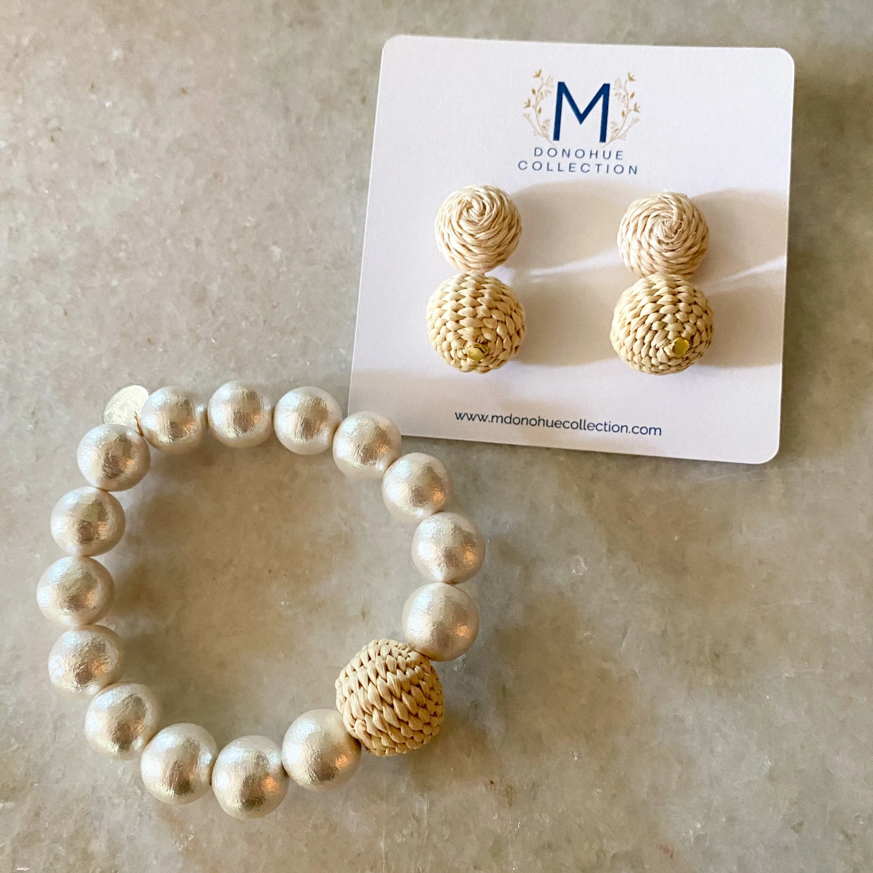 Olivia Cotton Pearl & Rattan Bracelet