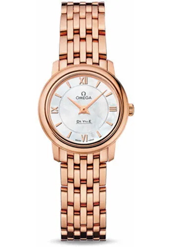 Omega De Ville Prestige Quartz Watch - 24.4 mm Red Gold Case - Mother-Of-Pearl Dial - 424.50.24.60.05.002