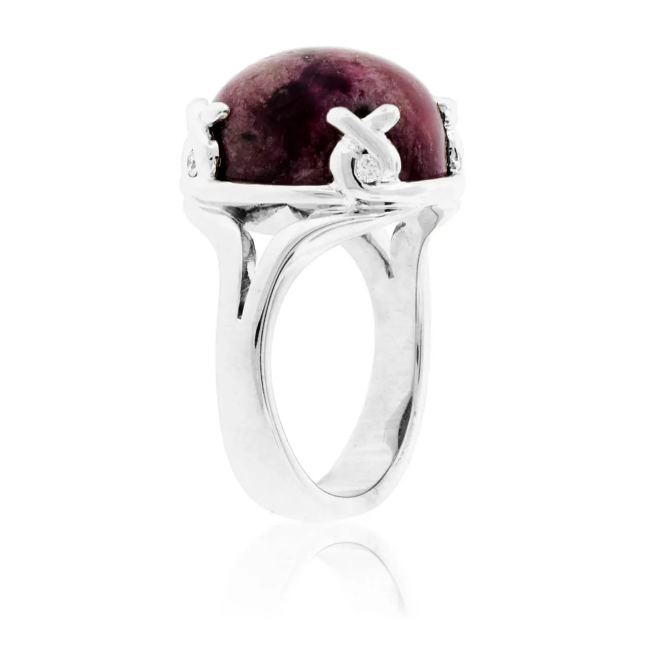 Oval Red Emerald Cabochon Hand Crafted Ring