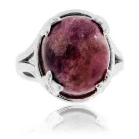Oval Red Emerald Cabochon Hand Crafted Ring