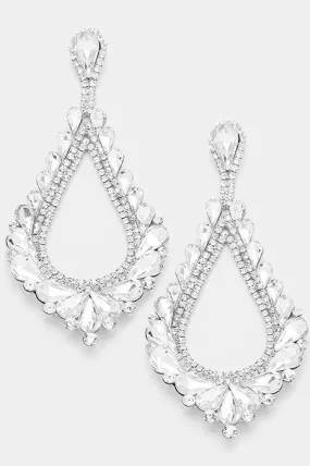 Oversized Cut Out Teardrop Cluster Vine Evening Earrings