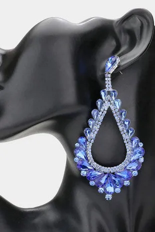 Oversized Cut Out Teardrop Cluster Vine Evening Earrings