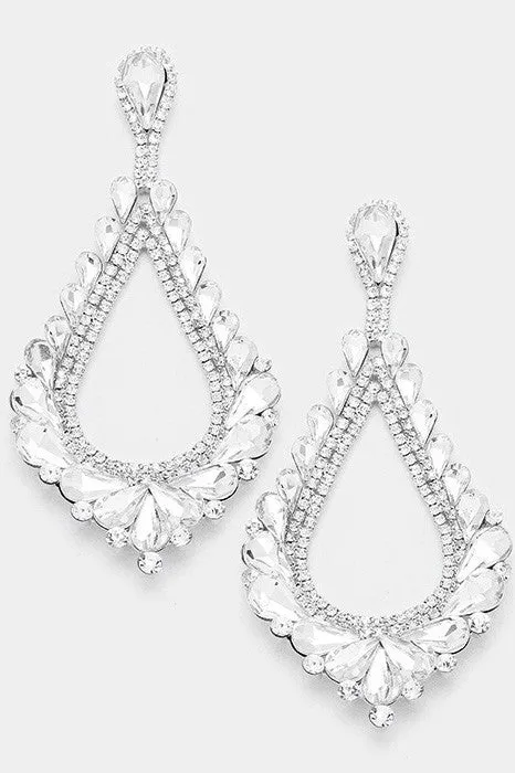 Oversized Cut Out Teardrop Cluster Vine Evening Earrings