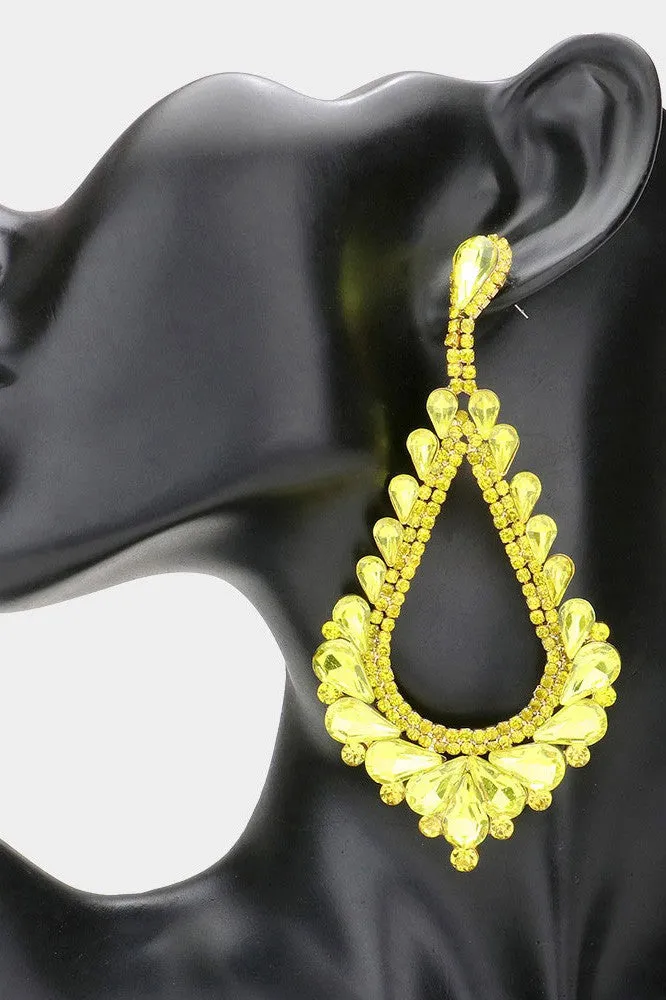 Oversized Cut Out Teardrop Cluster Vine Evening Earrings