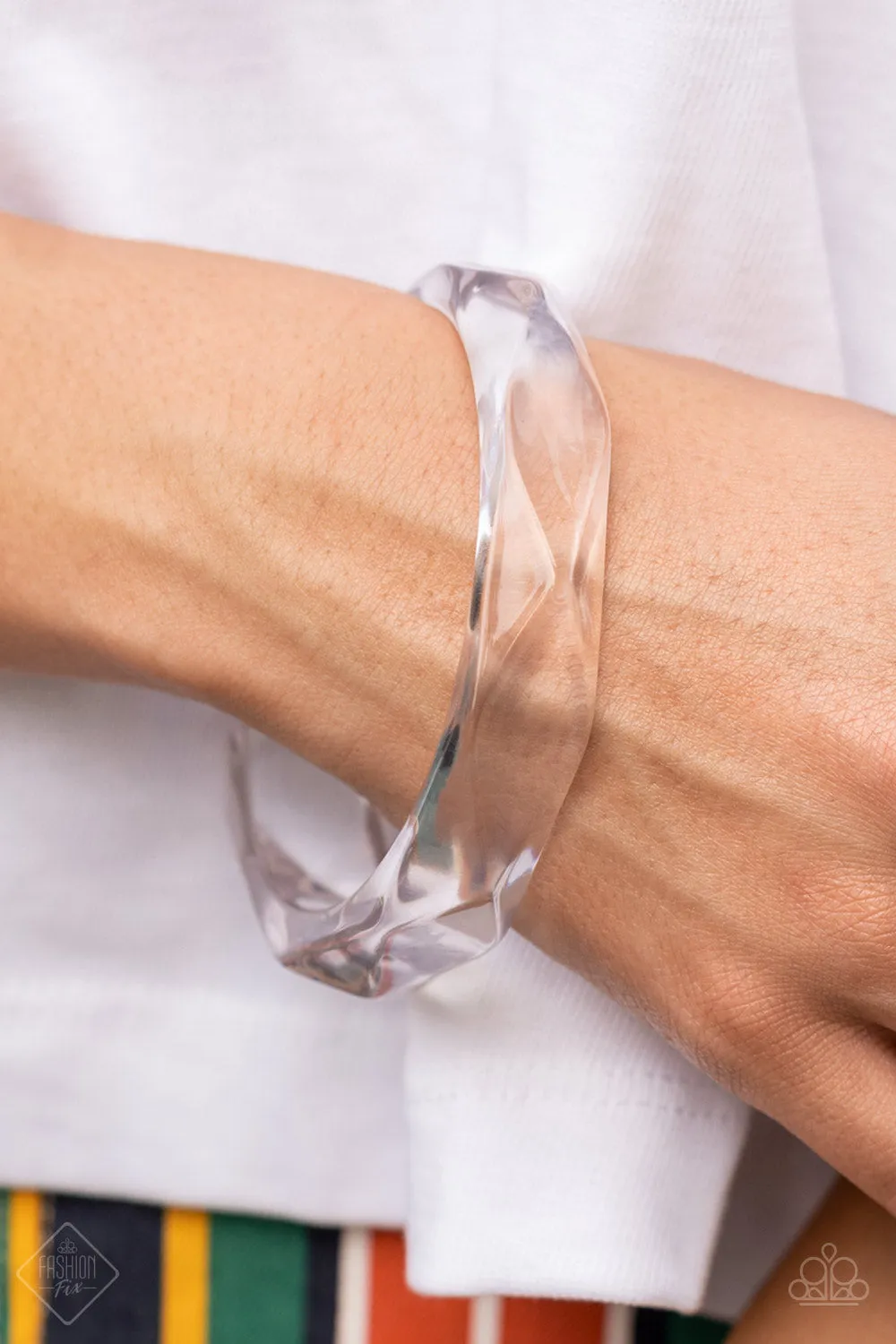 Paparazzi Clear-Cut Couture - White Fashion Fix Bracelet