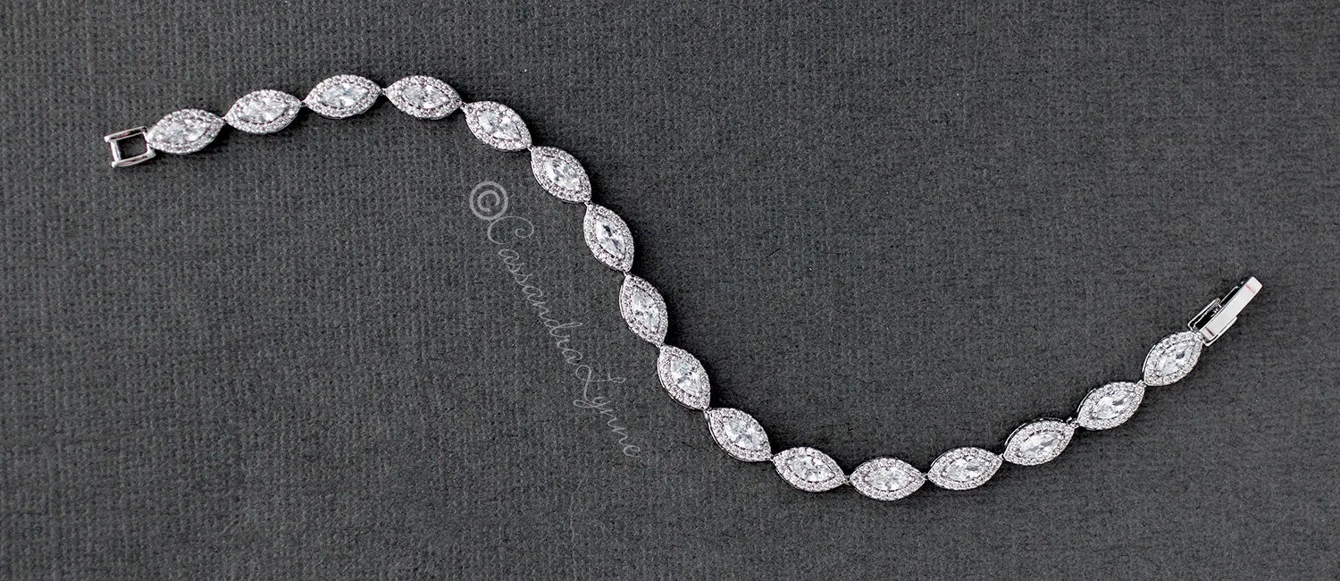 Pave Leaf Cubic Zirconia Tennis Bracelet