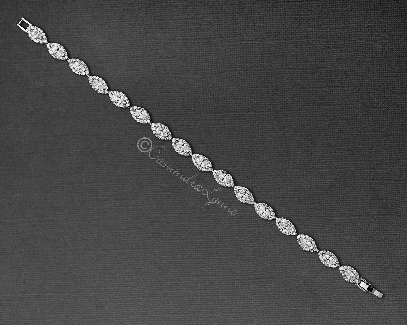 Pave Leaf Cubic Zirconia Tennis Bracelet