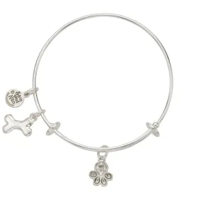 Paw Bone Charm Bangle Bracelet