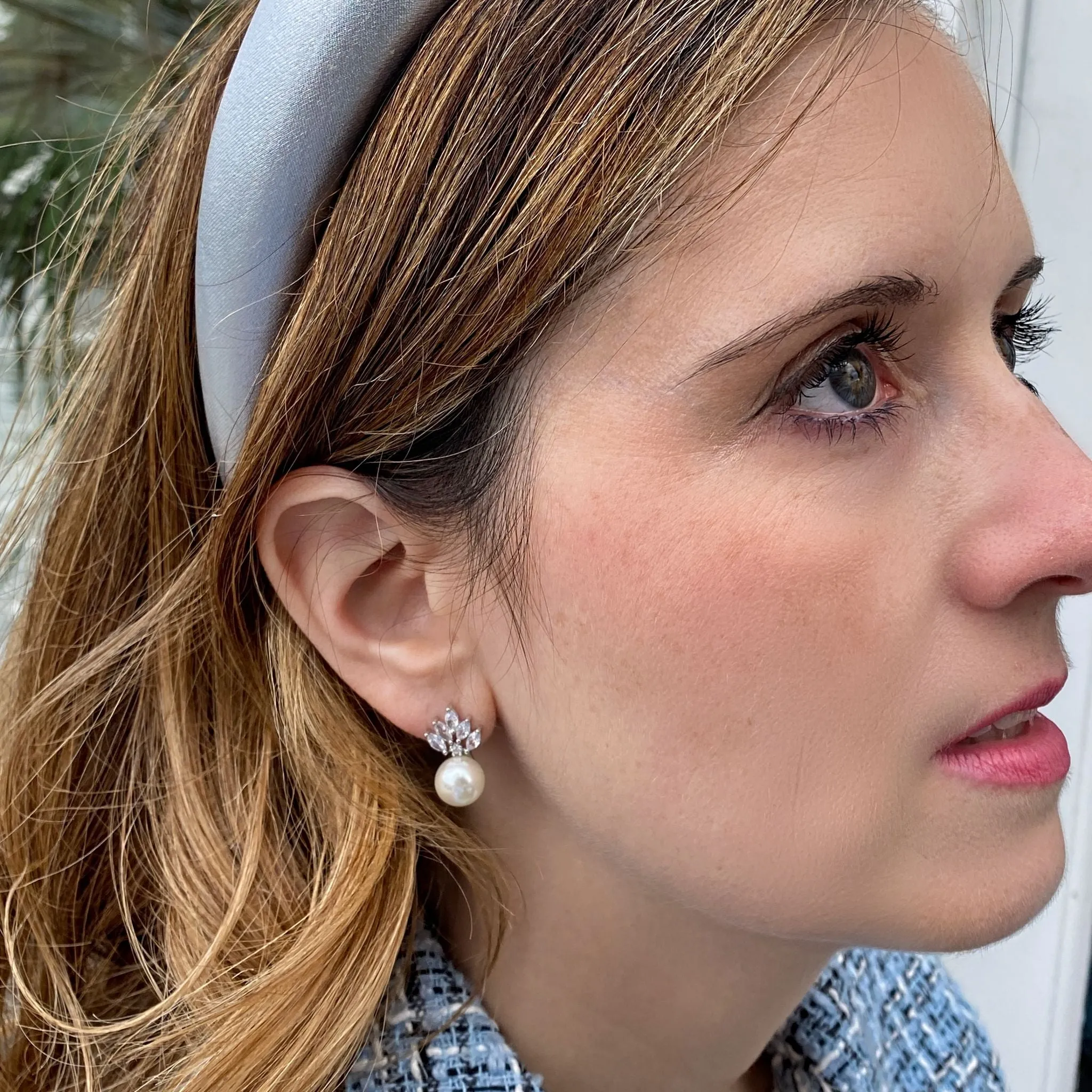 Pearl Drop Earrings Small Vintage Inspired in Silver or Gold