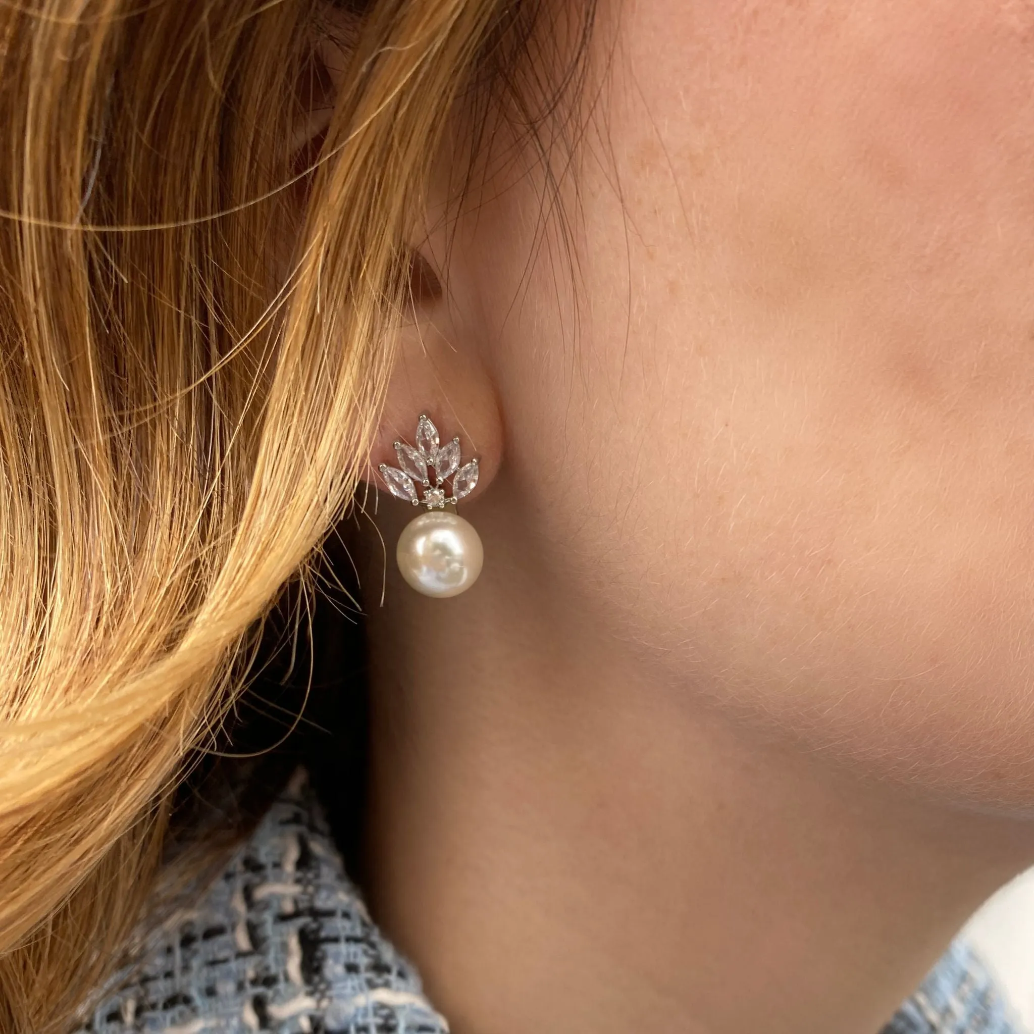 Pearl Drop Earrings Small Vintage Inspired in Silver or Gold
