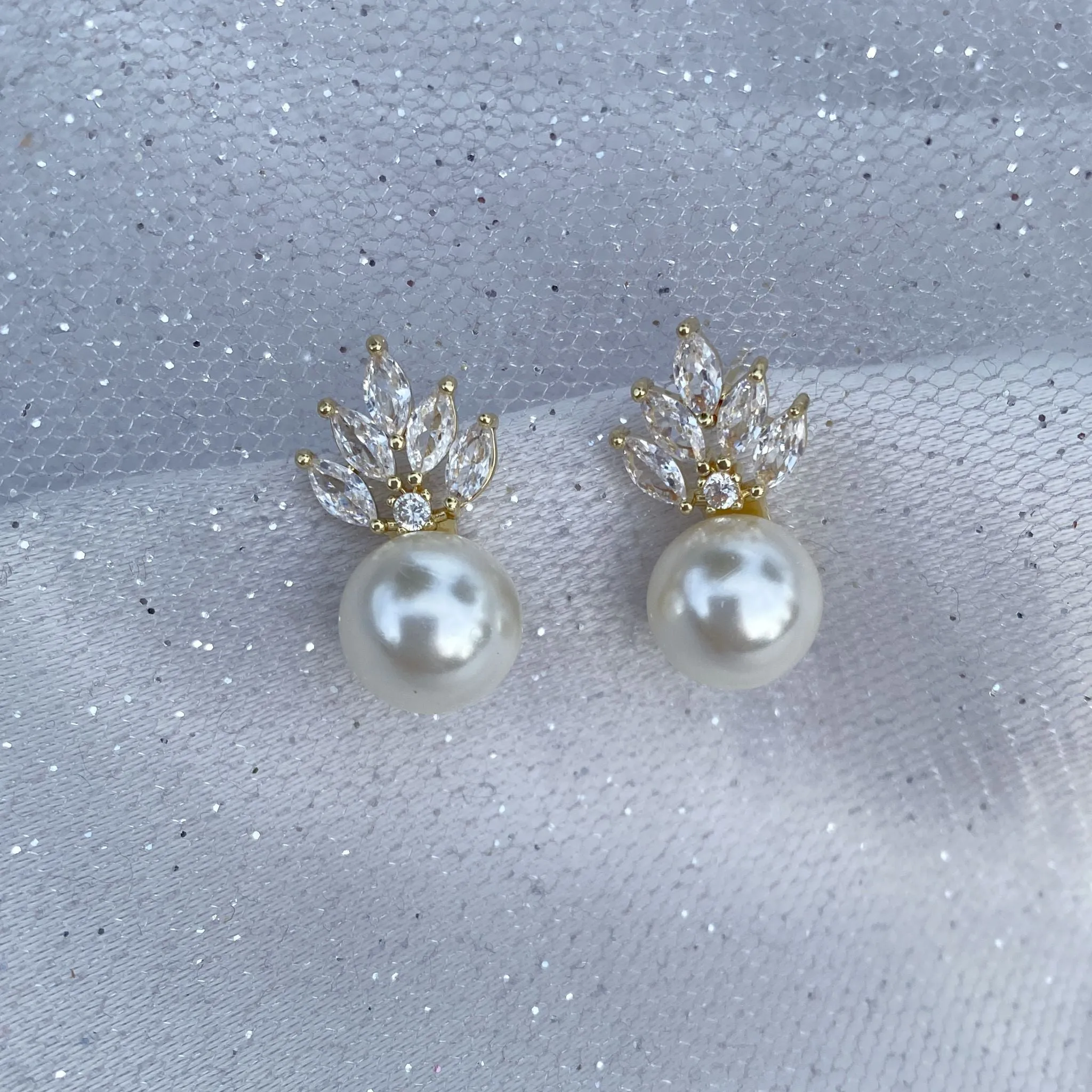 Pearl Drop Earrings Small Vintage Inspired in Silver or Gold
