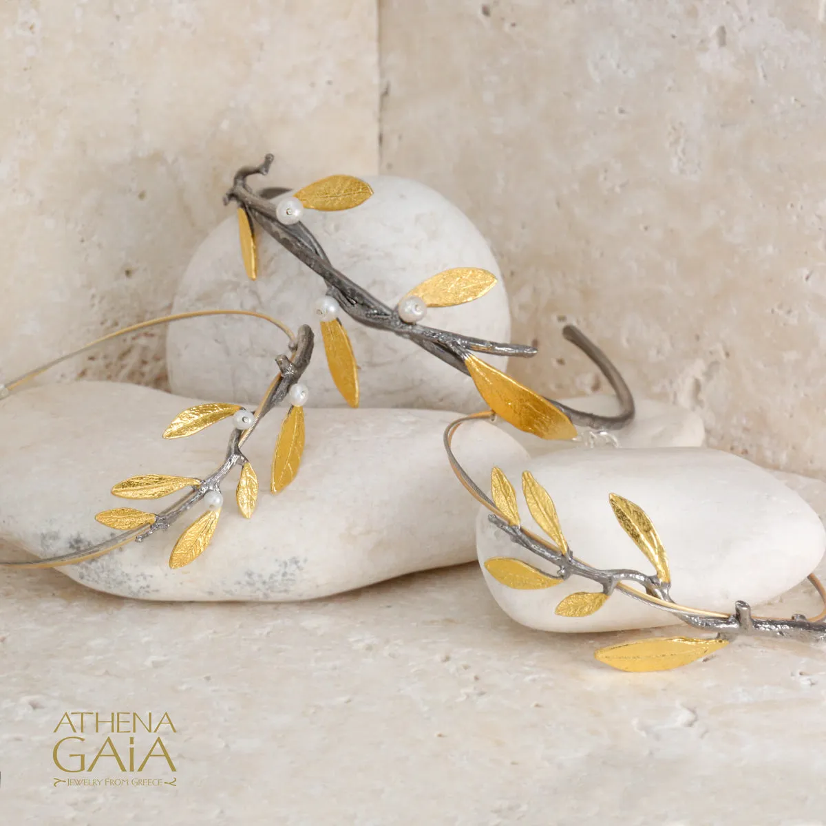 Pearl Olive Twig Bracelet