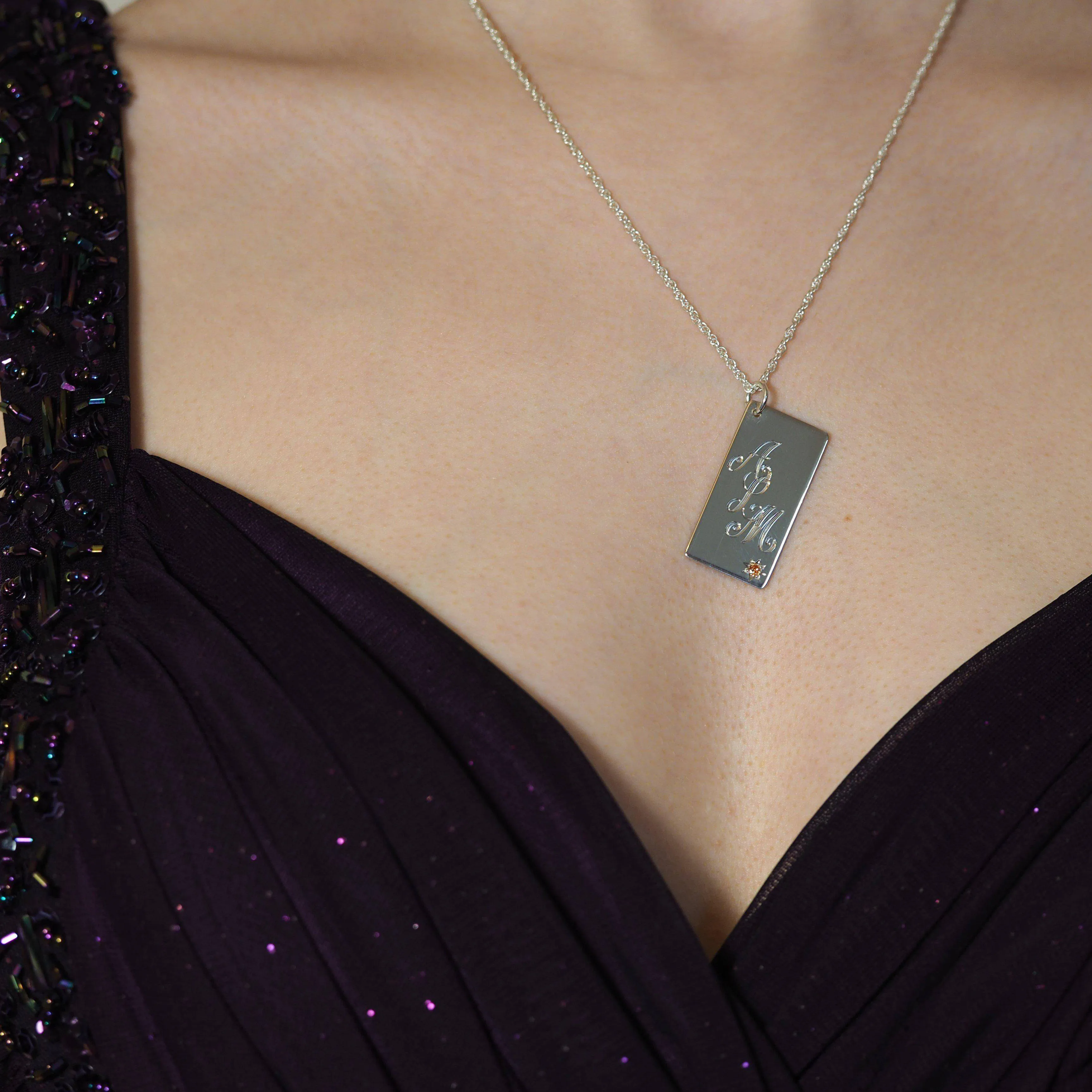 Personalised Silver Necklace Handmade Birthstone