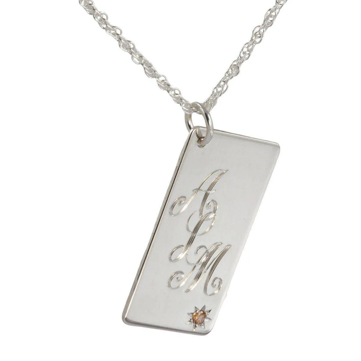 Personalised Silver Necklace Handmade Birthstone