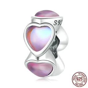 Pink Glass Heart Spacer Beads