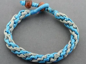 plaited rope bracelet - turquoise/grey
